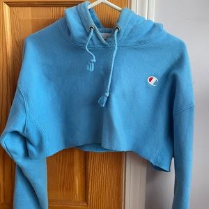 Blue cropped champion hoodie